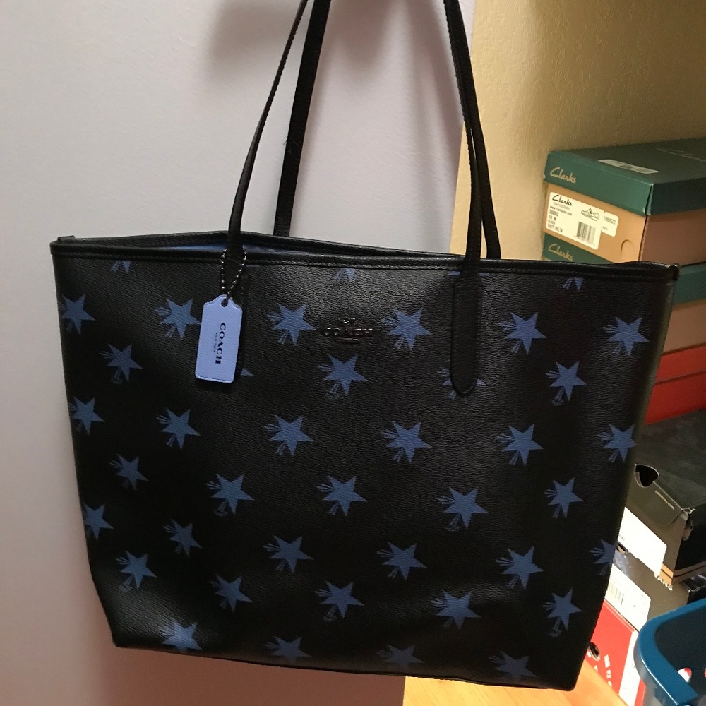 COACH Authentic bag black w/blue star design tote
